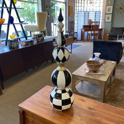 Funky Checkered Black & White Spire Decor