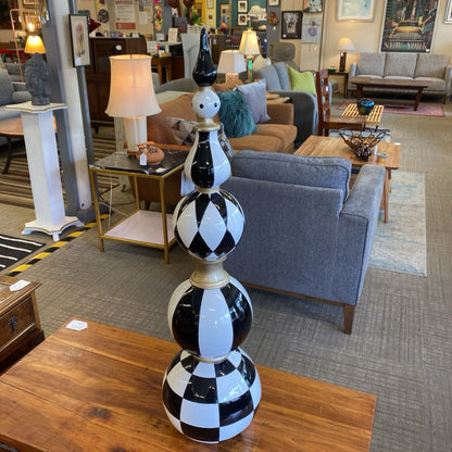 Funky Checkered Black & White Spire Decor