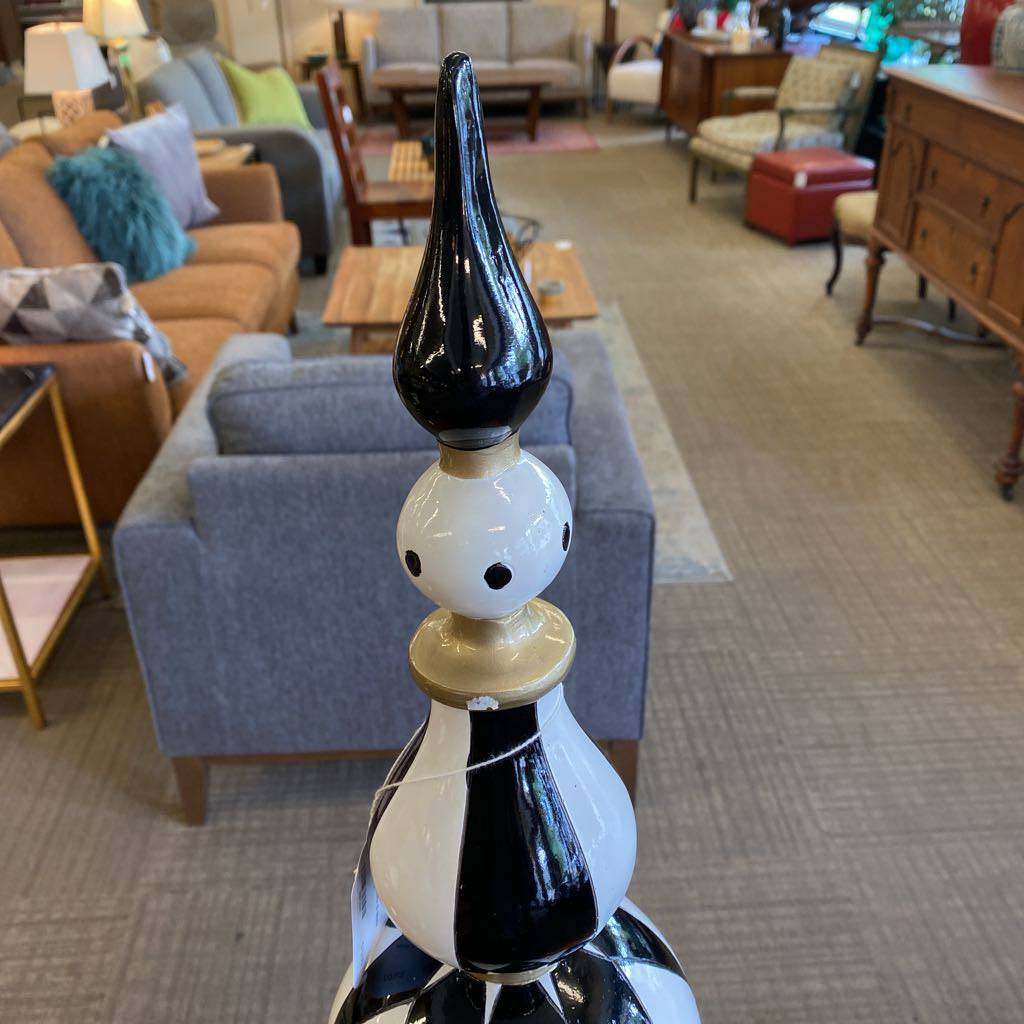 Funky Checkered Black & White Spire Decor