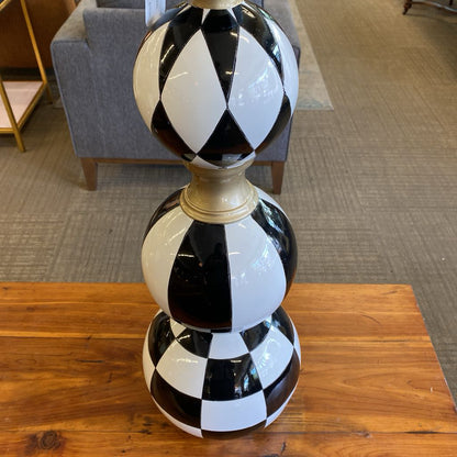 Funky Checkered Black & White Spire Decor