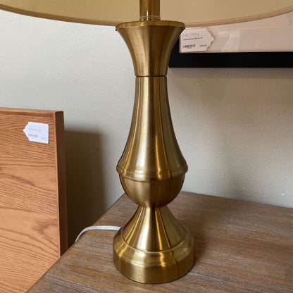 Round Brass Table Lamp with Wide Shade