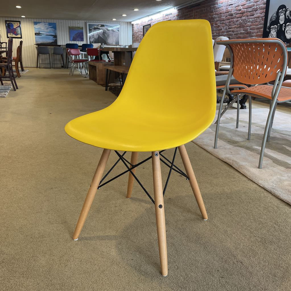 Yellow Molded Chair with Blond Legs
