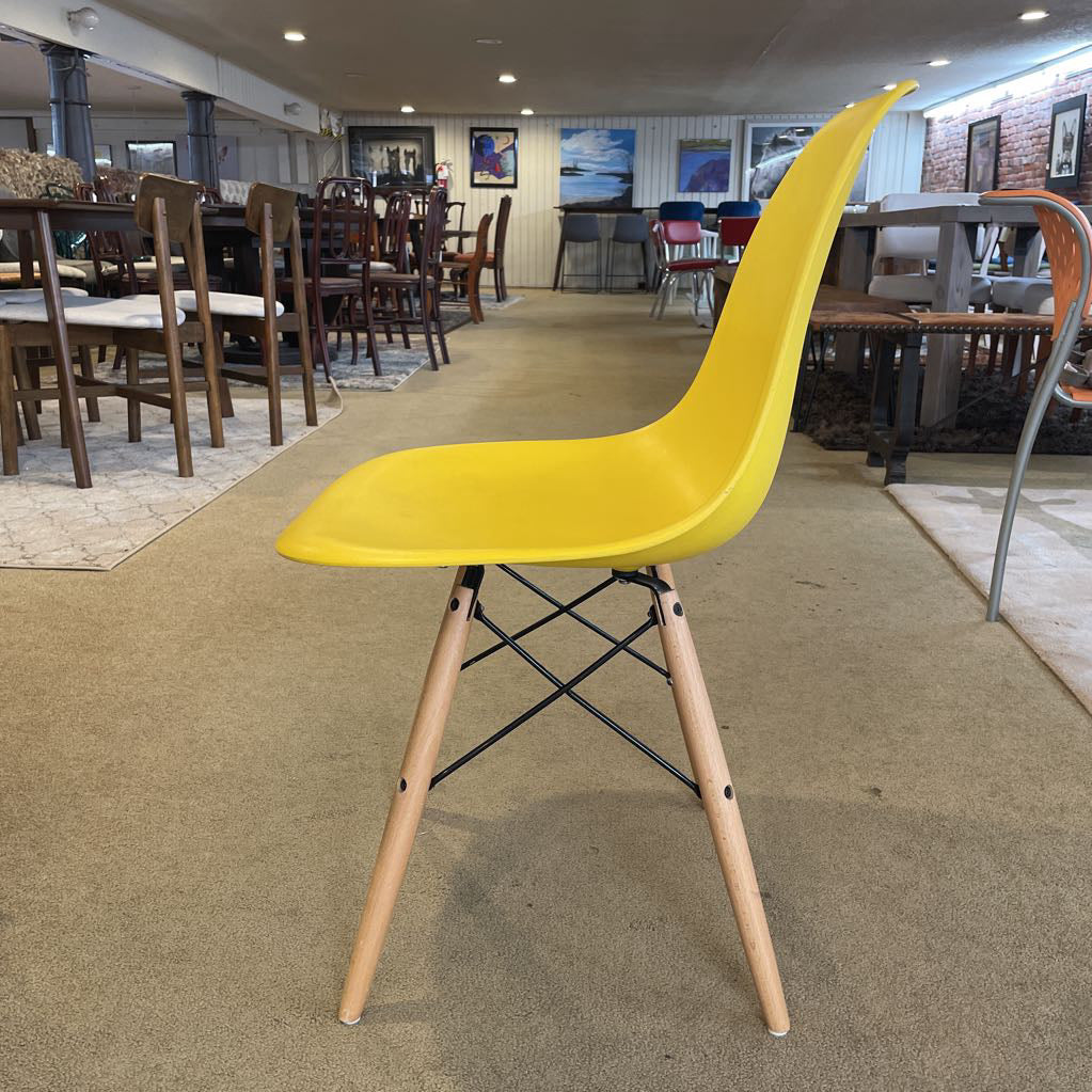 Yellow Molded Chair with Blond Legs