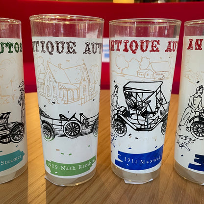 Antique Automobiles Glass SET of 6