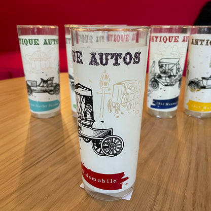 Antique Automobiles Glass SET of 6