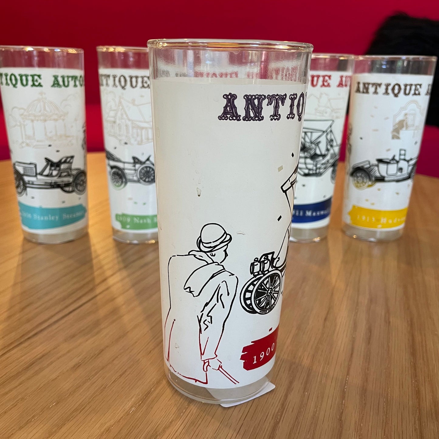 Antique Automobiles Glass SET of 6