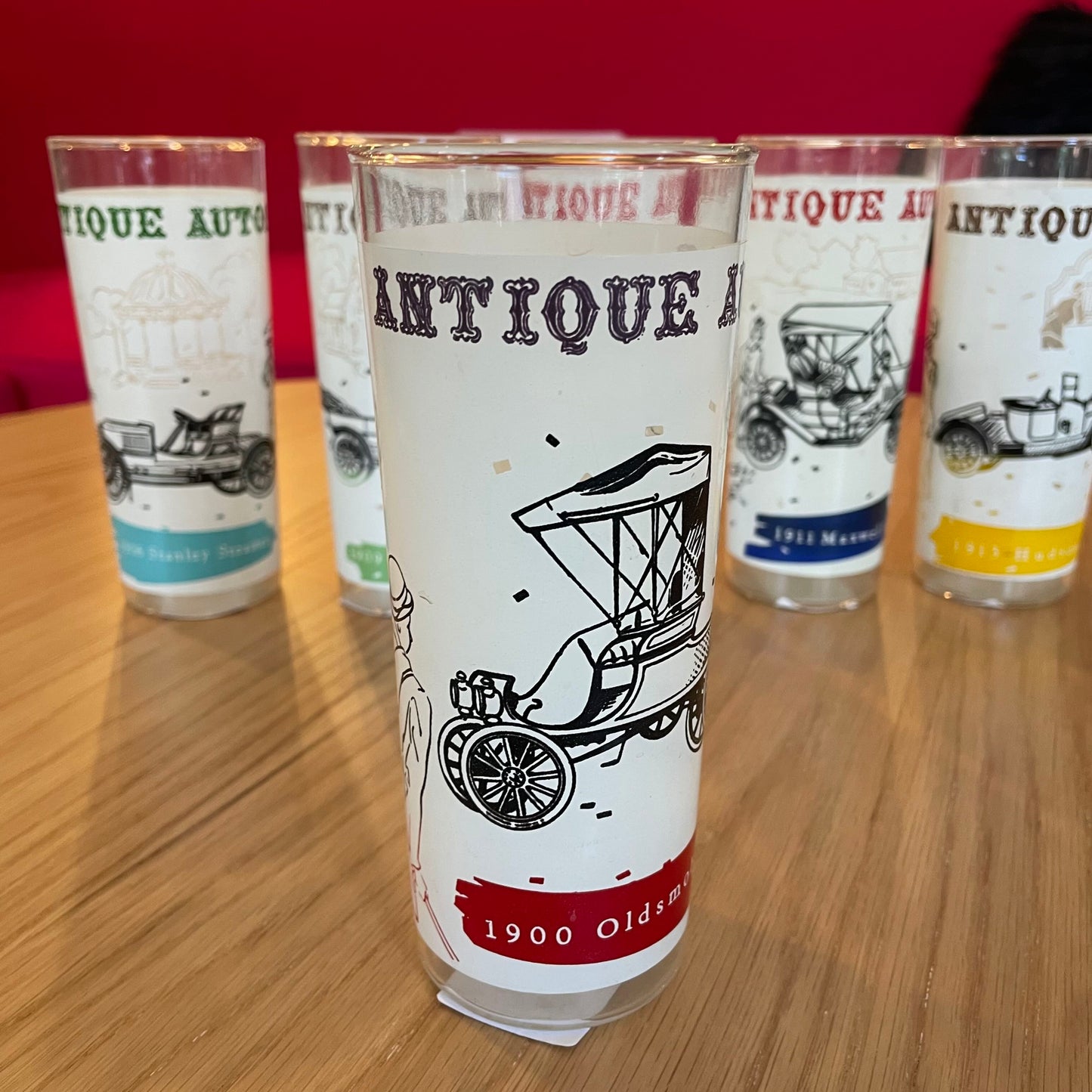 Antique Automobiles Glass SET of 6