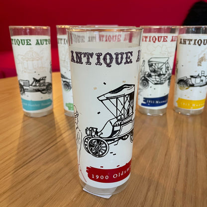 Antique Automobiles Glass SET of 6