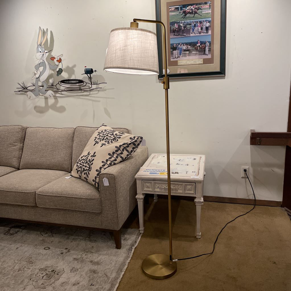 Matte Gold Base Floor Lamp with Wide Shade LAMPS