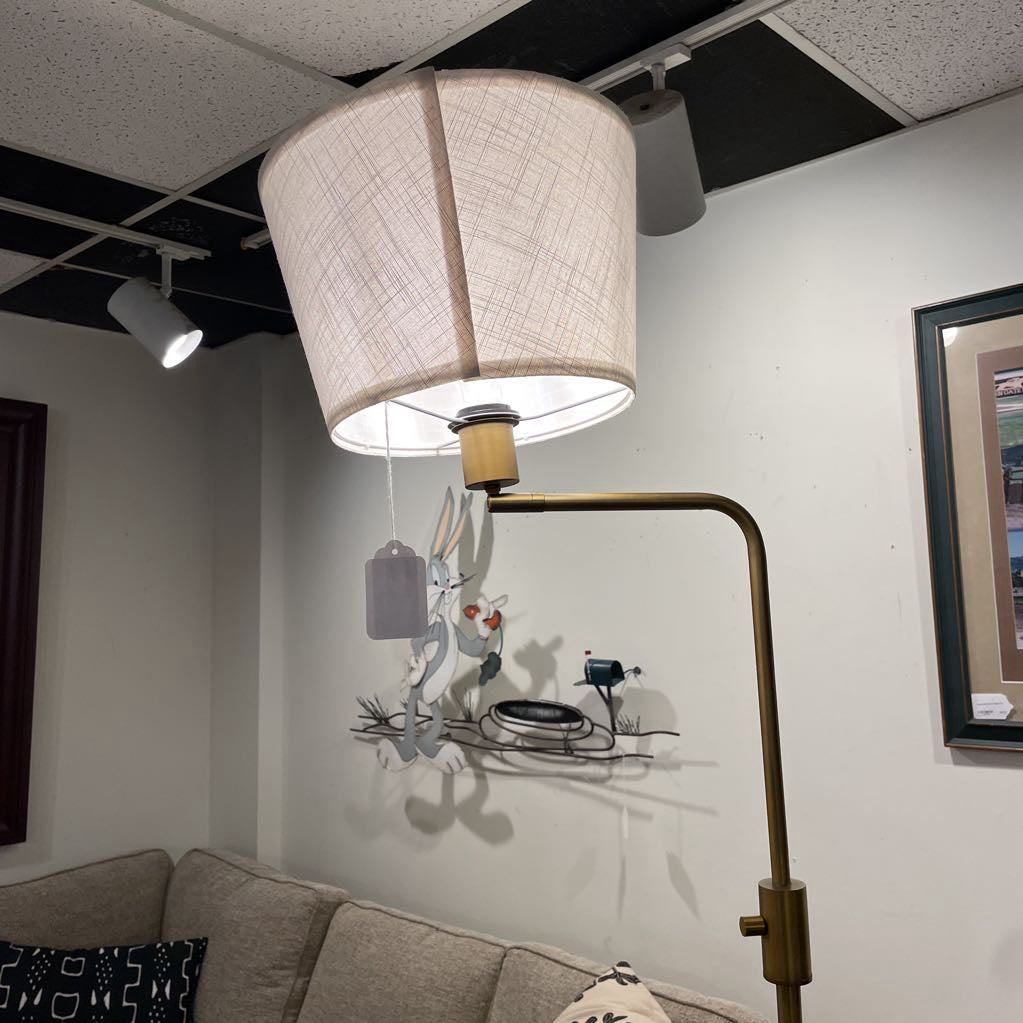Matte Gold Base Floor Lamp with Wide Shade LAMPS