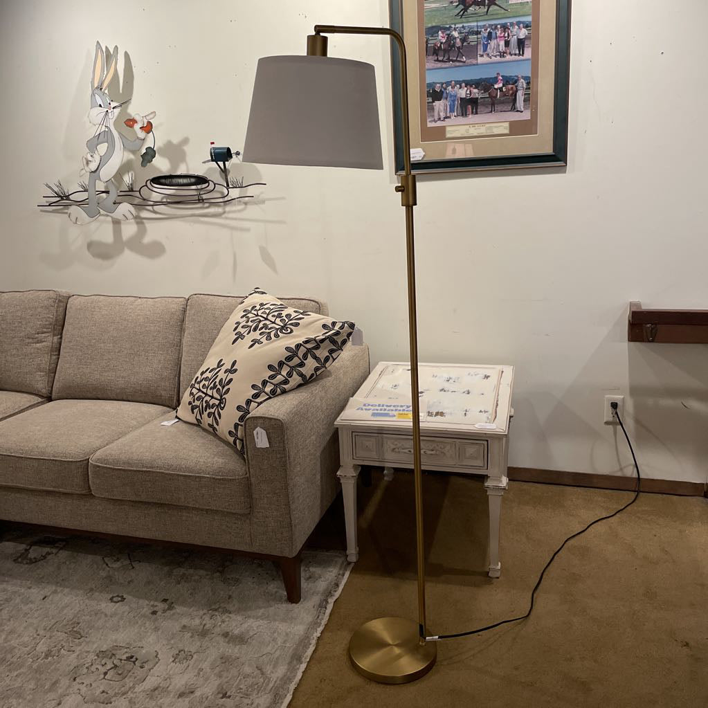 Matte Gold Base Floor Lamp with Wide Shade LAMPS