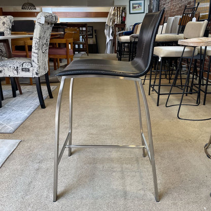 Mod Black Upholstered Bar Stool w/Silvery Legs