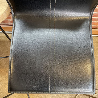 Mod Black Upholstered Bar Stool w/Silvery Legs
