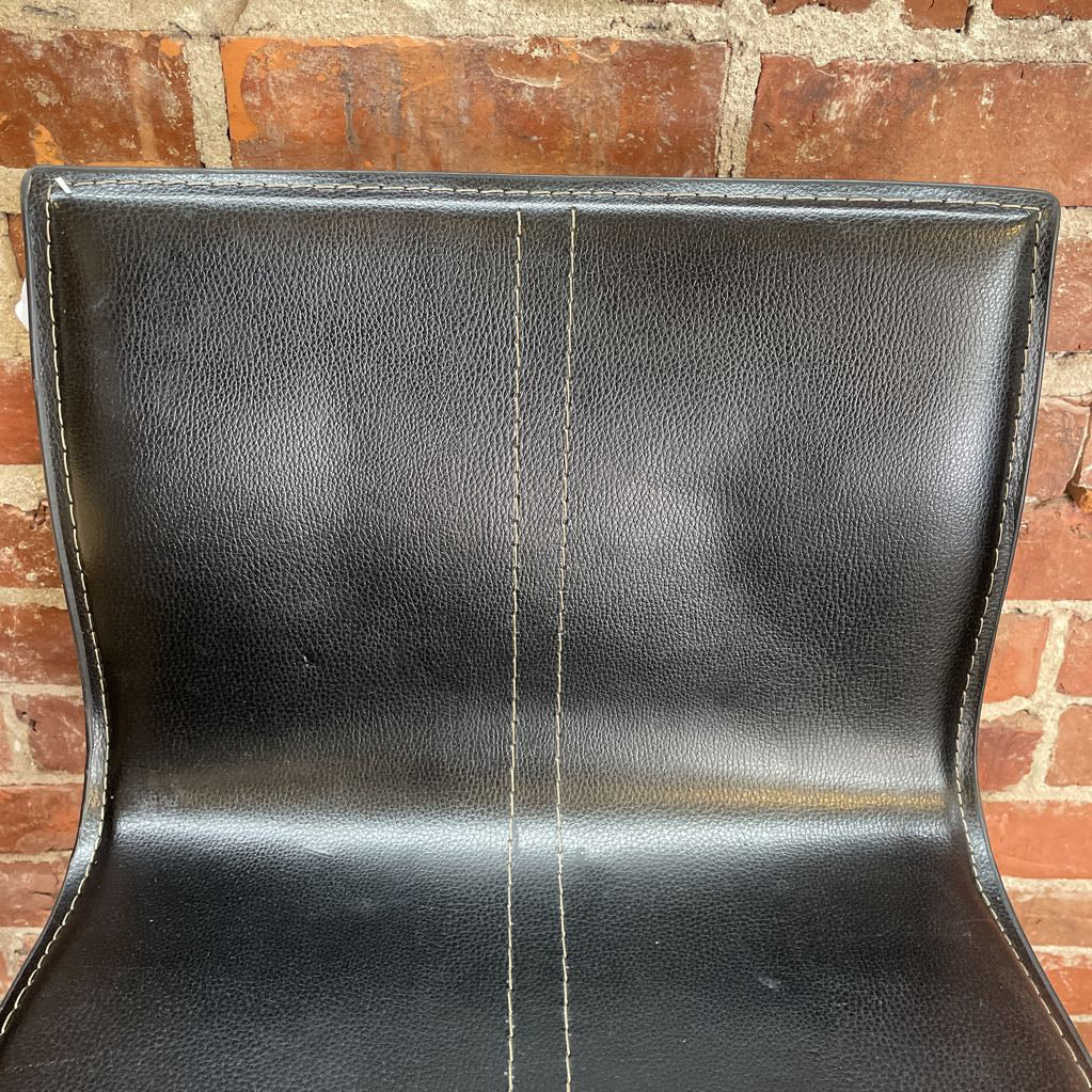 Mod Black Upholstered Bar Stool w/Silvery Legs