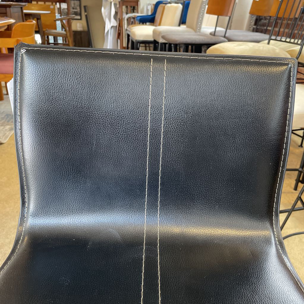 Mod Black Upholstered Bar Stool w/Silvery Legs