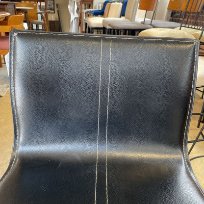 Mod Black Upholstered Bar Stool w/Silvery Legs