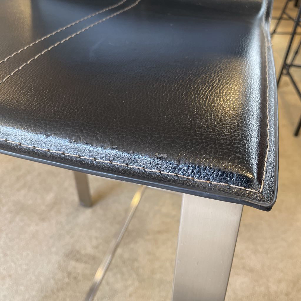 Mod Black Upholstered Bar Stool w/Silvery Legs