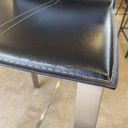 Mod Black Upholstered Bar Stool w/Silvery Legs