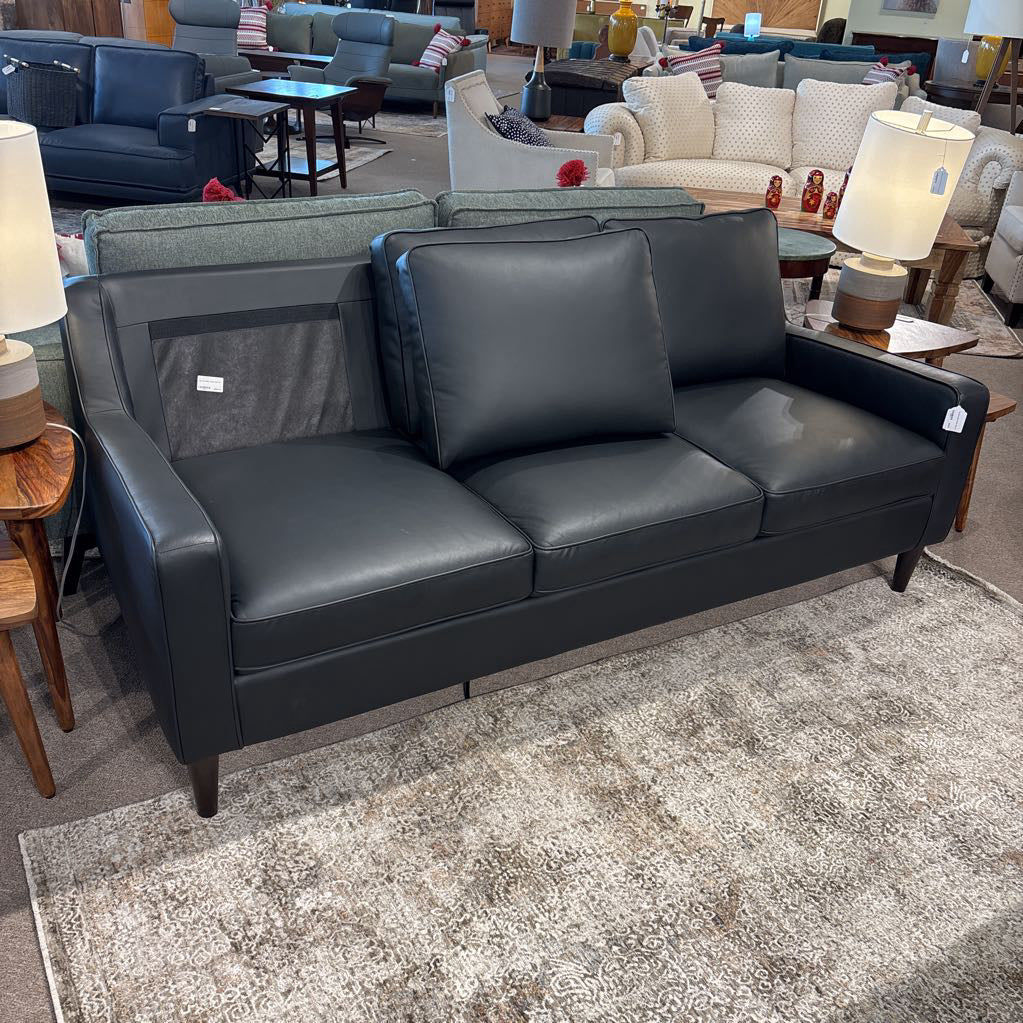 Top Grain Black Leather Sofa