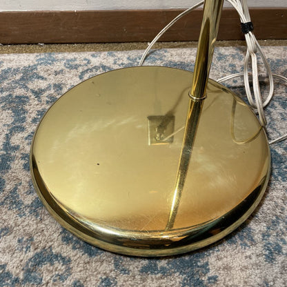 Curved Vintage Brass Floor Lamp with Ball Shade
