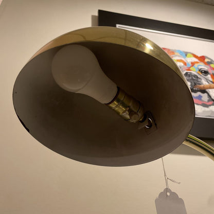 Curved Vintage Brass Floor Lamp with Ball Shade