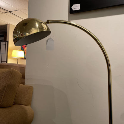 Curved Vintage Brass Floor Lamp with Ball Shade