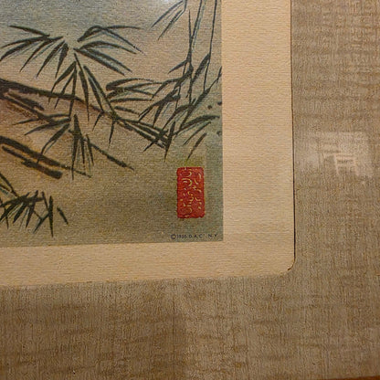 Faux Bamboo Frame Boatman on Water Framed Asian Art