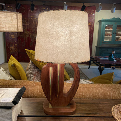 Modern Wood & Brass Base Vintage Lamp