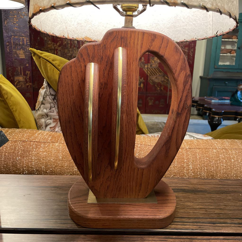 Modern Wood & Brass Base Vintage Lamp