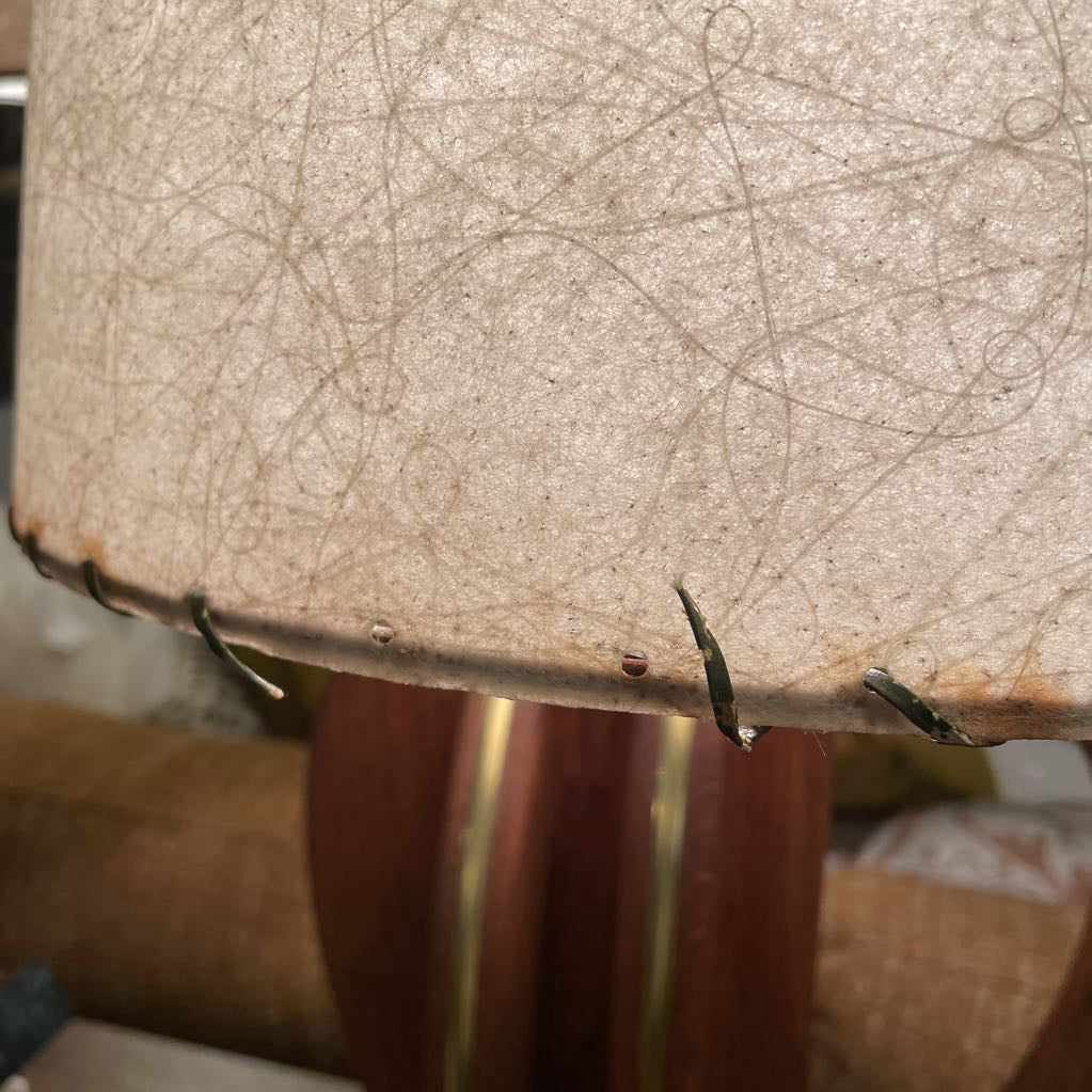 Modern Wood & Brass Base Vintage Lamp