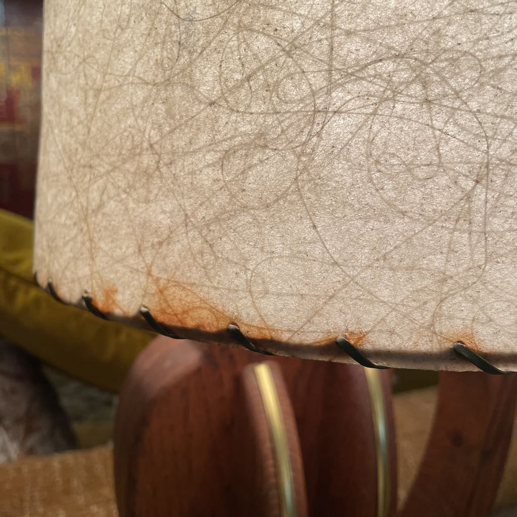 Modern Wood & Brass Base Vintage Lamp