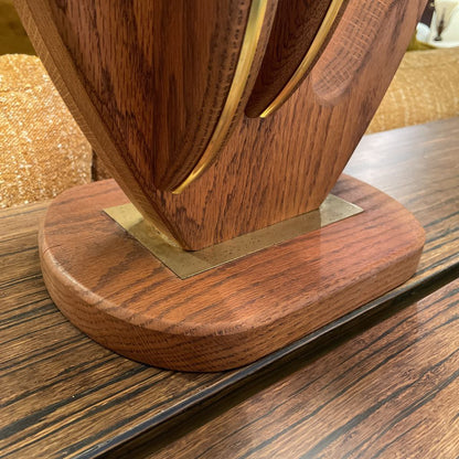 Modern Wood & Brass Base Vintage Lamp