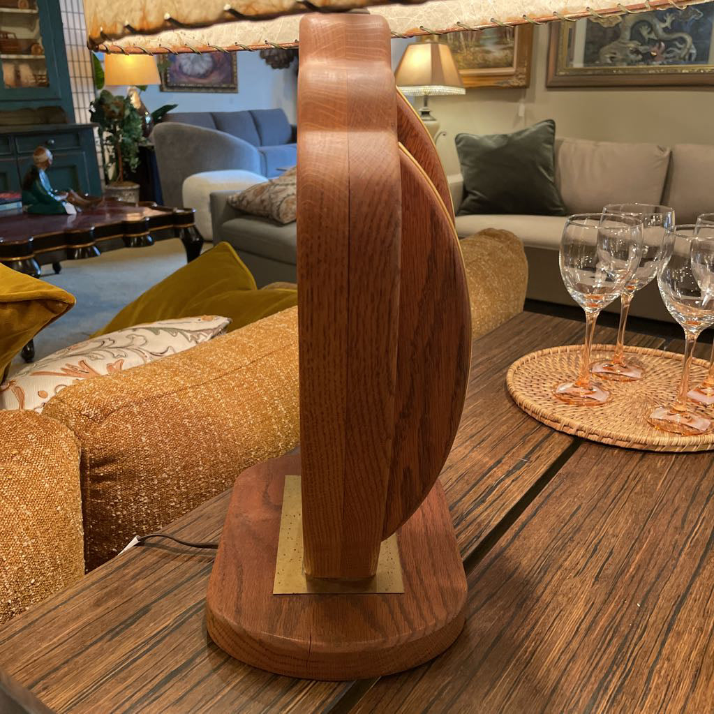 Modern Wood & Brass Base Vintage Lamp