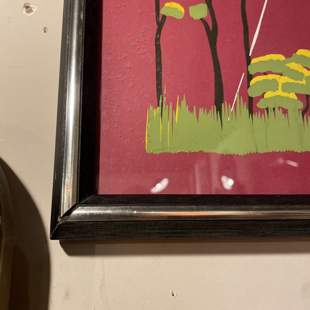 Colorful Dancers with Maroon Background Long, Narrow Art