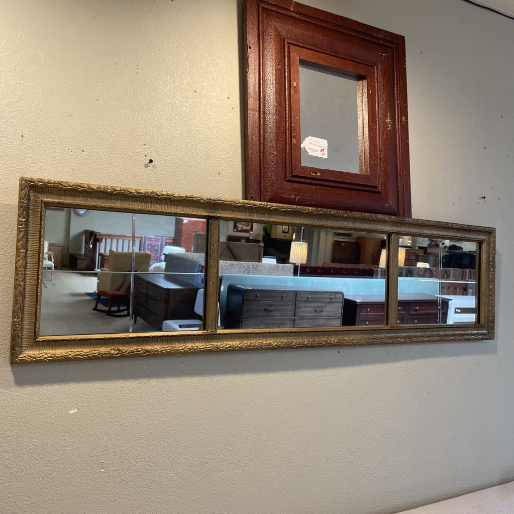 Long, Narrow 3 Panel Mirror, Framed