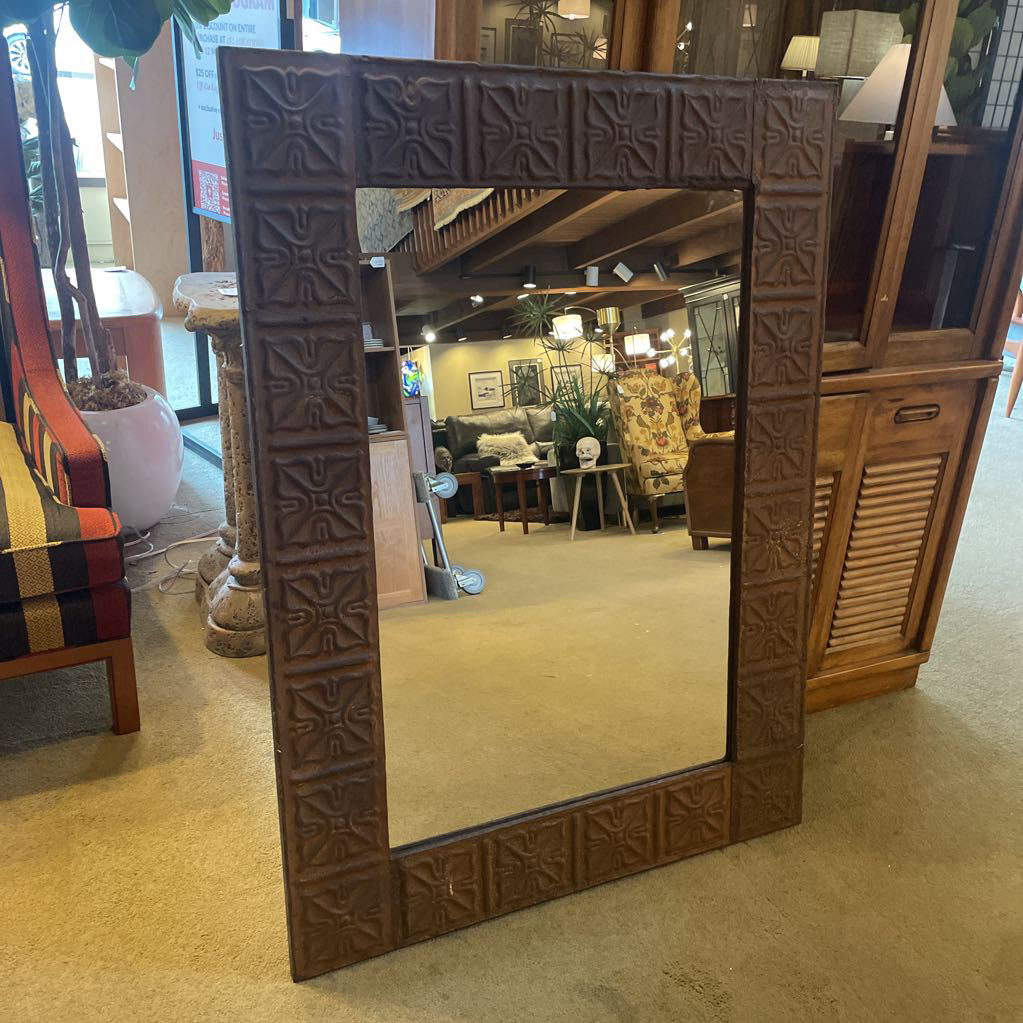 Square Floral Pattern Frame Rectangular Wall Mirror