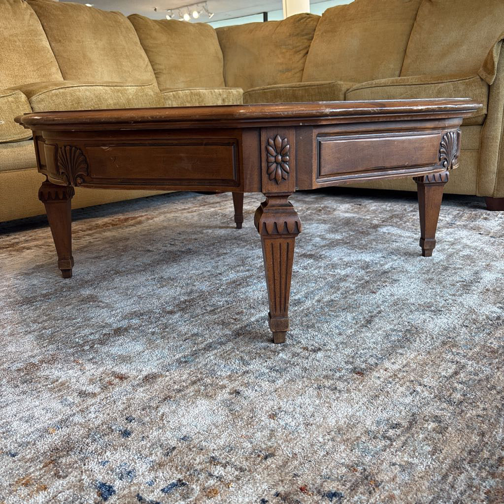 Vintage Traditional Style Burlwood Coffee Table