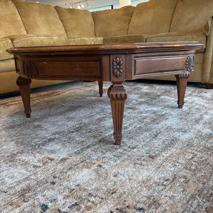 Vintage Traditional Style Burlwood Coffee Table