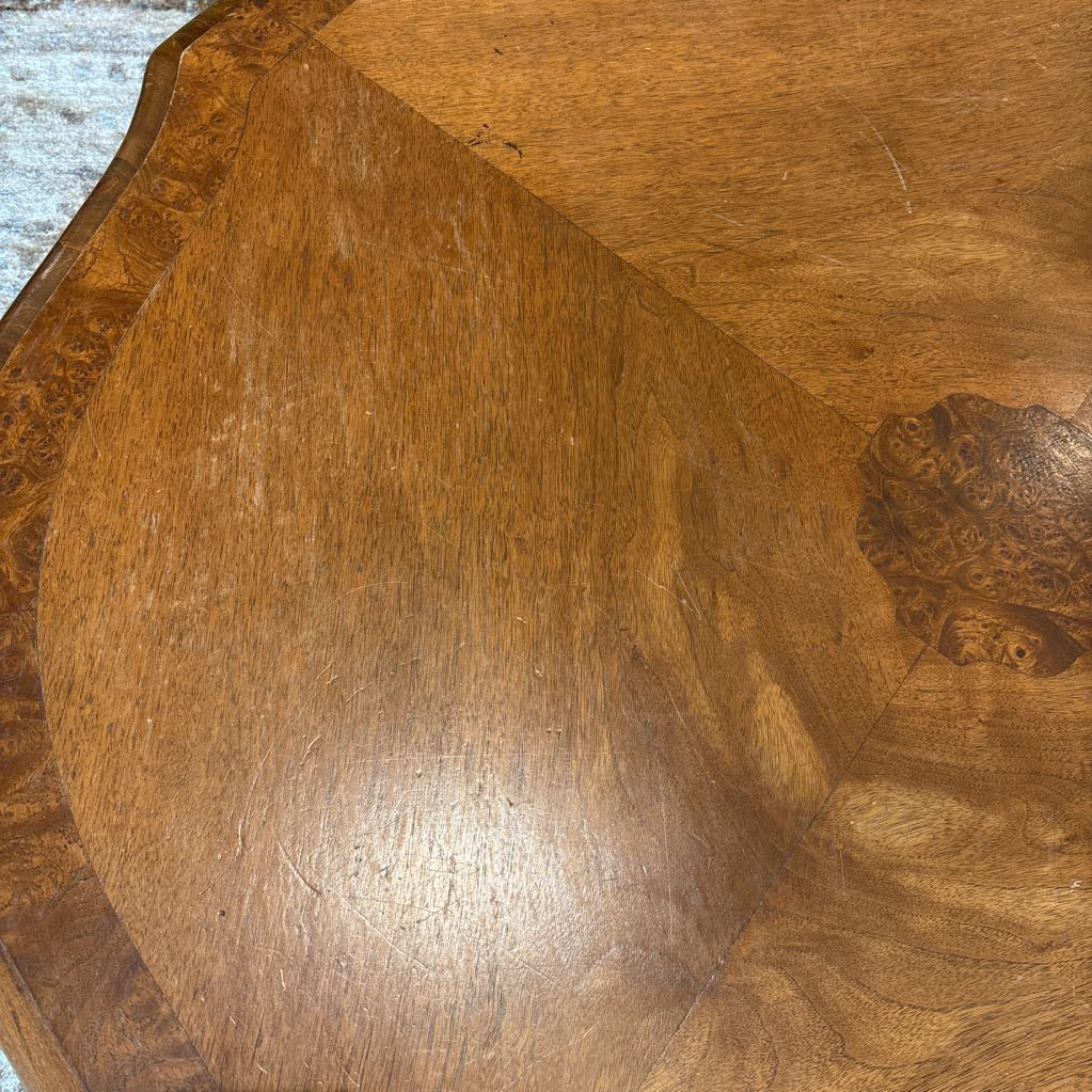 Vintage Traditional Style Burlwood Coffee Table