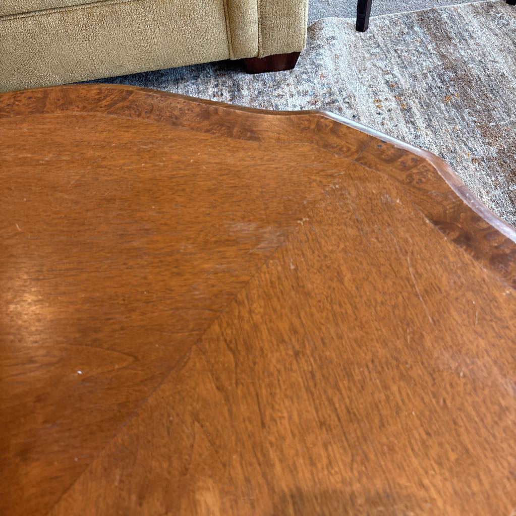 Vintage Traditional Style Burlwood Coffee Table