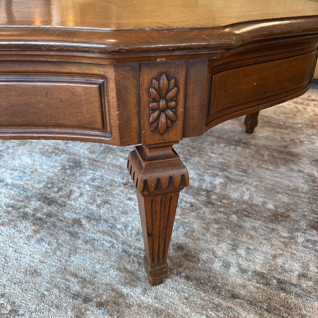 Vintage Traditional Style Burlwood Coffee Table