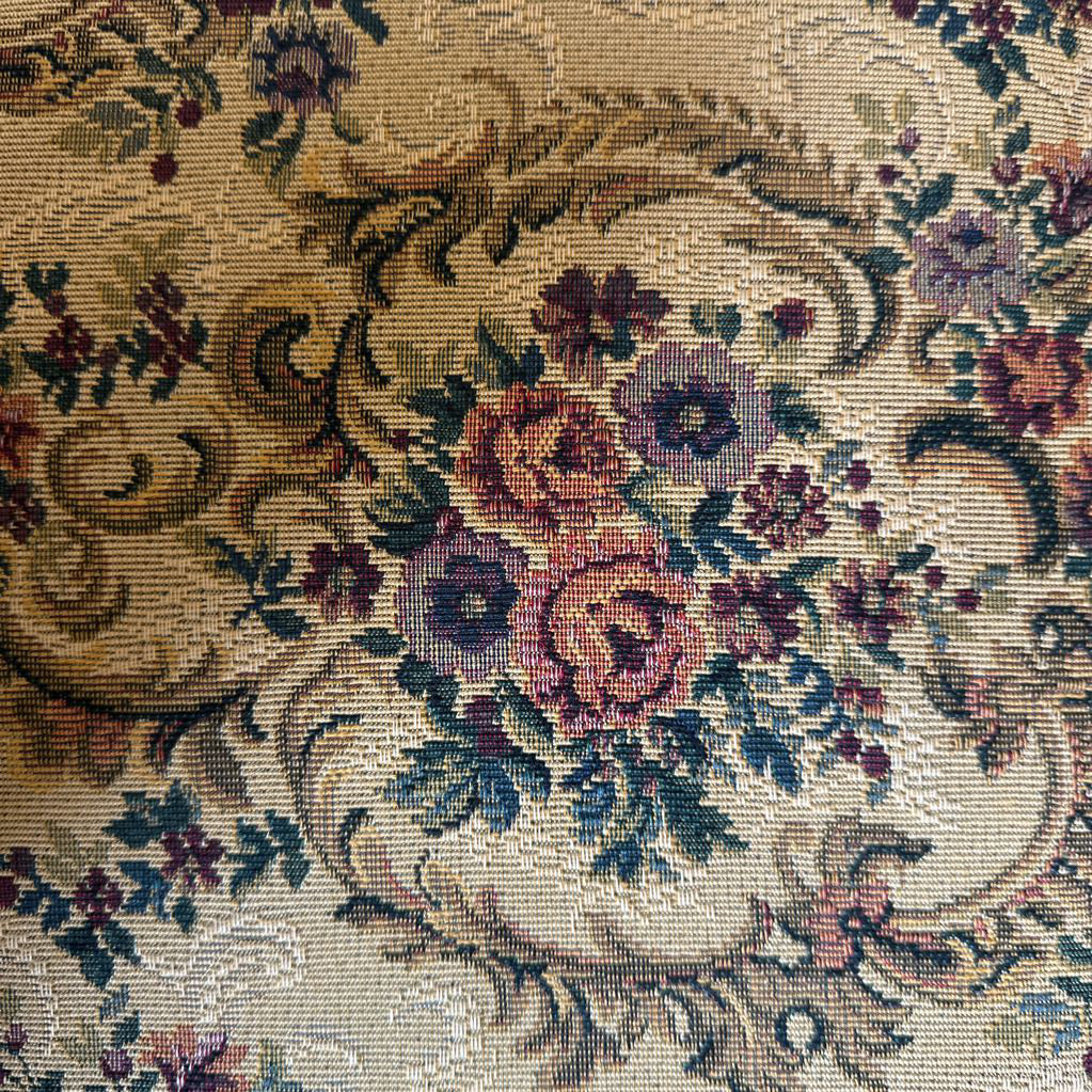 Floral Traditional Dark Wood Arm Chair