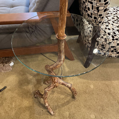 Floor Lamp with Tripod Tree Base and Glass Shelf