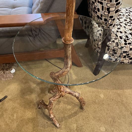 Floor Lamp with Tripod Tree Base and Glass Shelf LAMPS
