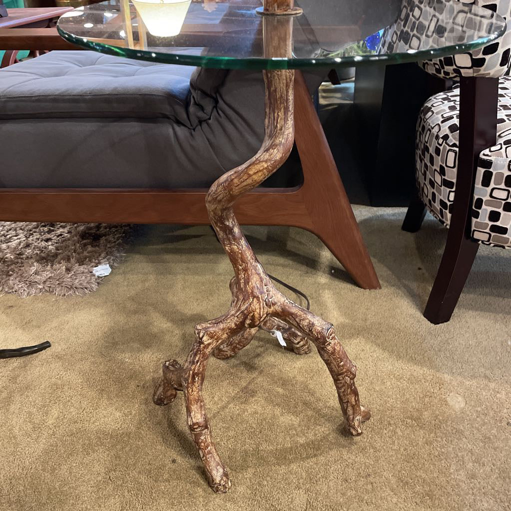 Floor Lamp with Tripod Tree Base and Glass Shelf