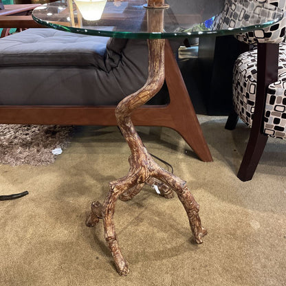 Floor Lamp with Tripod Tree Base and Glass Shelf