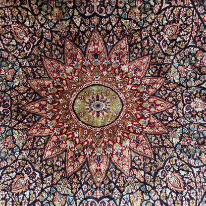 Ornate Floral Cotton and Silk Area Rug