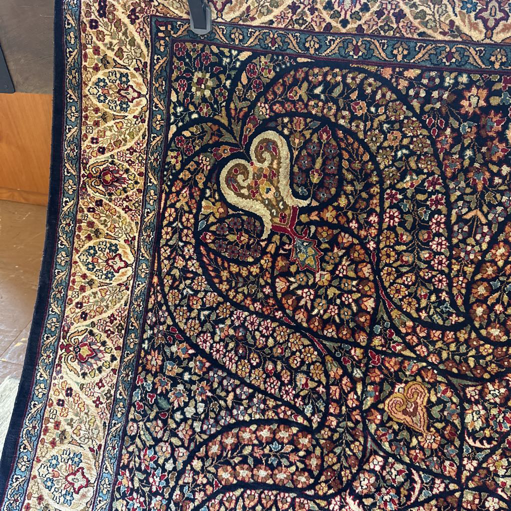 Ornate Floral Cotton and Silk Area Rug
