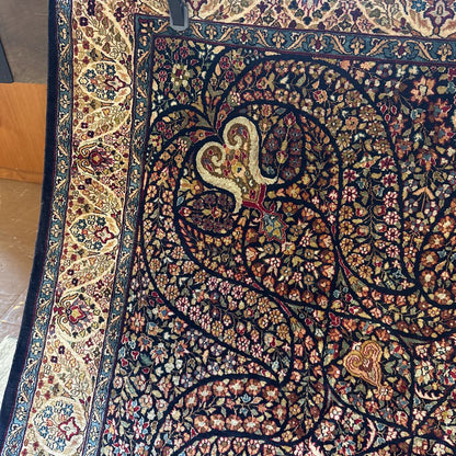 Ornate Floral Cotton and Silk Area Rug