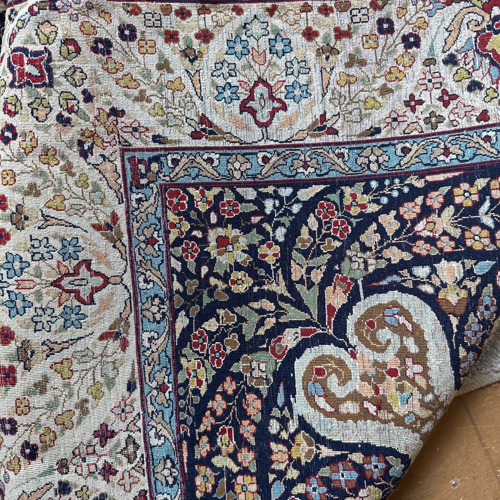 Ornate Floral Cotton and Silk Area Rug